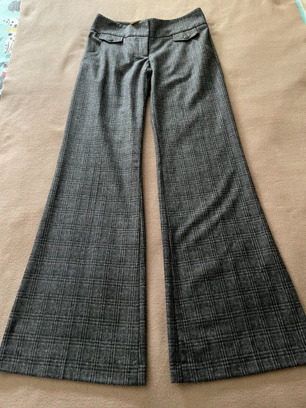 *AMAZING* Y2K 2004 Development by Erica Davies Plaid Wide Leg Pants Grey Size 2